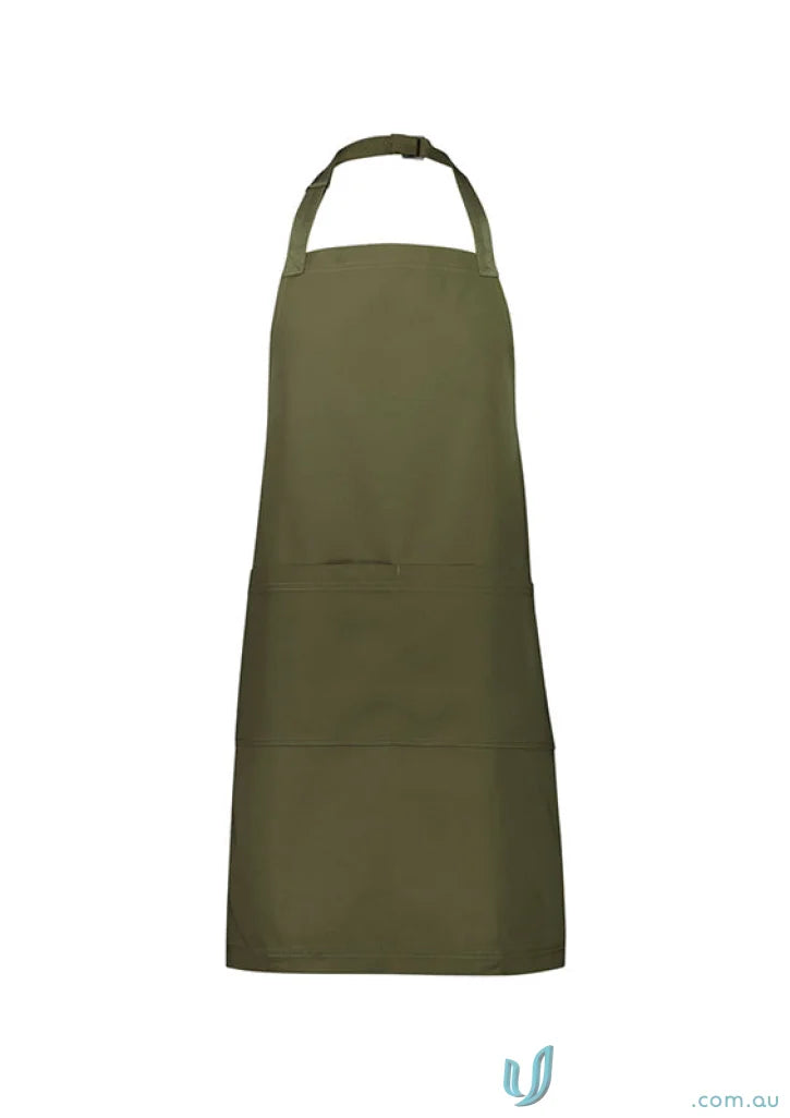Olive green Yes Chef Barley Apron BA35 with adjustable neck strap and certified recycled PET