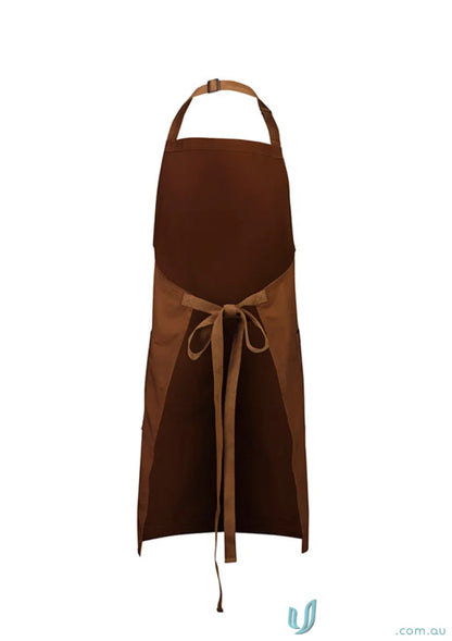 Brown Barley Apron BA35 with adjustable neck strap, made from certified recycled PET