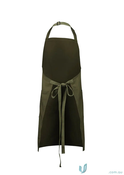 Olive green Yes Chef Barley Apron with adjustable neck strap, certified recycled PET