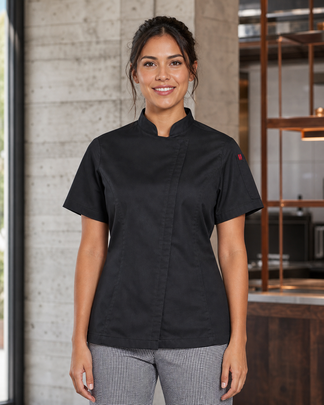 Yes Chef Ladies Alfresco short sleeve chef jacket in black