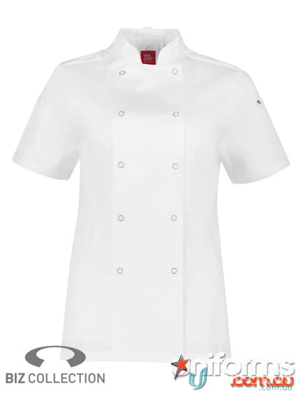 White zest short sleeve chef jacket from Yes Chef Ladies Zest SS Chef collection
