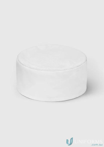 White round pouf made from certified recycled pet polyester for stylish catering services