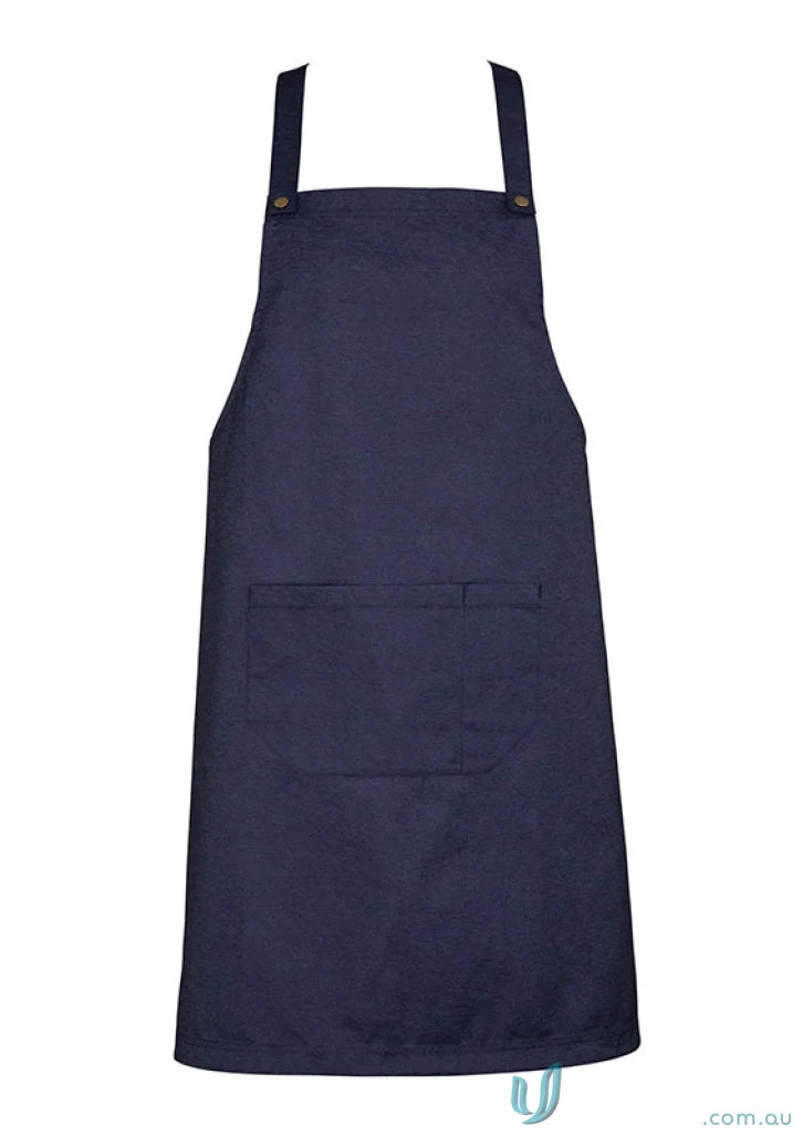 Navy blue urban bib apron with adjustable straps from Yes Chef Biz Collection BA55