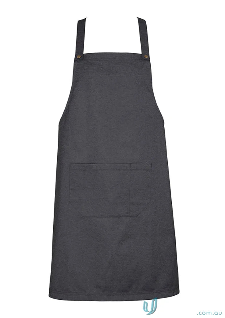 Gray urban bib apron with straps and pocket from Yes Chef! Biz Collection Bib Apron BA55