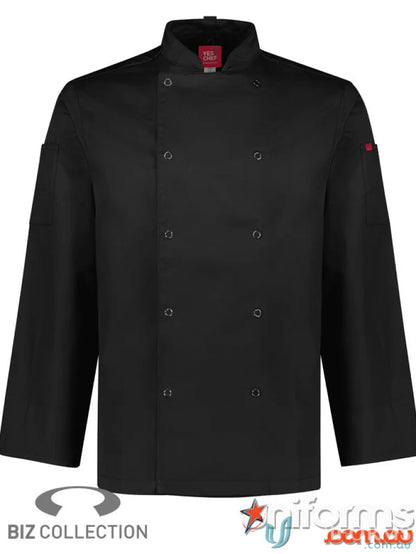 Black Yes Chef Zest LS Chef Jacket with mandarin collar and mesh ventilation
