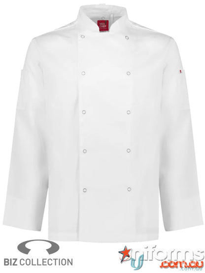 White Yes Chef Zest LS Chef Jacket with Mandarin Collar and Mesh Ventilation
