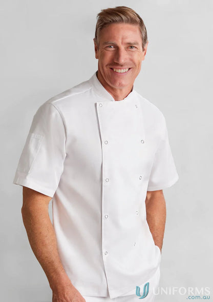 White zest ss chef jacket with underarm mesh inserts to stay cool in the kitchen