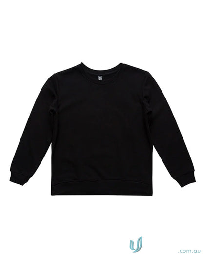 Black long-sleeved crew neck jumper for kids, comfy neck jumper for youth