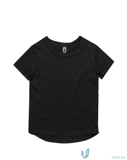Black short-sleeved curved hem t-shirt from Youth Curved Hem T Shirt collection