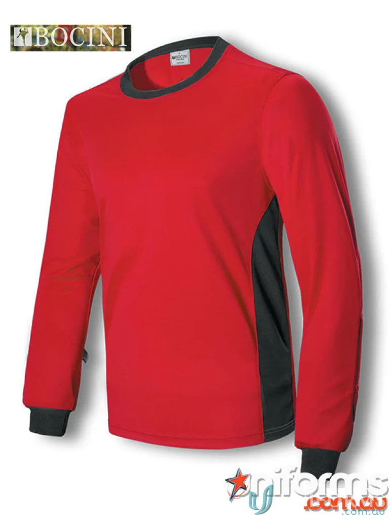Red and black long-sleeved goal keeper jersey for youth goalkeeper or keeper jersey style