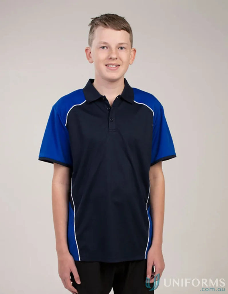 Youth McPherson Polo with two-tone design, cooldry moisture, and recycled fibres