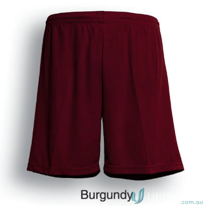 Youth soccer shorts in burgundy with elastic waistband for comfortable youth soccer play