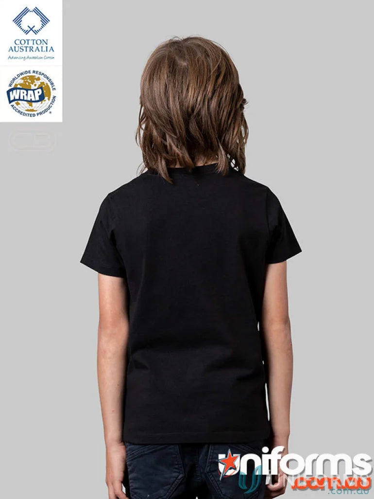 Black cotton youth t-shirt perfect for casual wear, easy to measure and great for uniforms or workwear