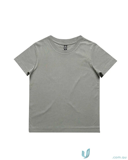 Gray crew neck T-shirt perfect for Youth uniforms and workwear, measure for fit