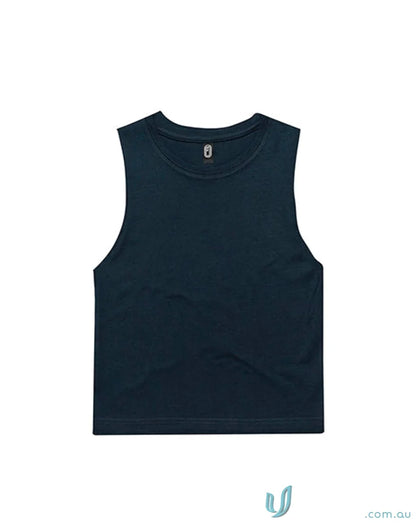 Dark blue sleeveless crop top from Youth Tank Top perfect for casual tank uniforms