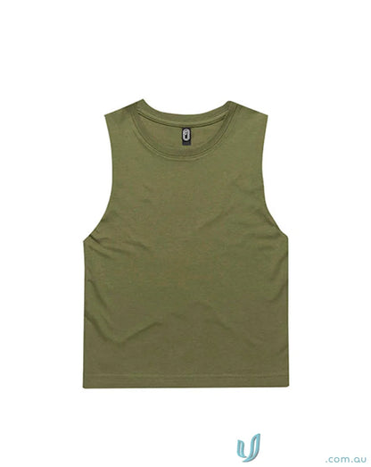 Olive green sleeveless crop top from Youth Tank Top, perfect for casual tank uniforms