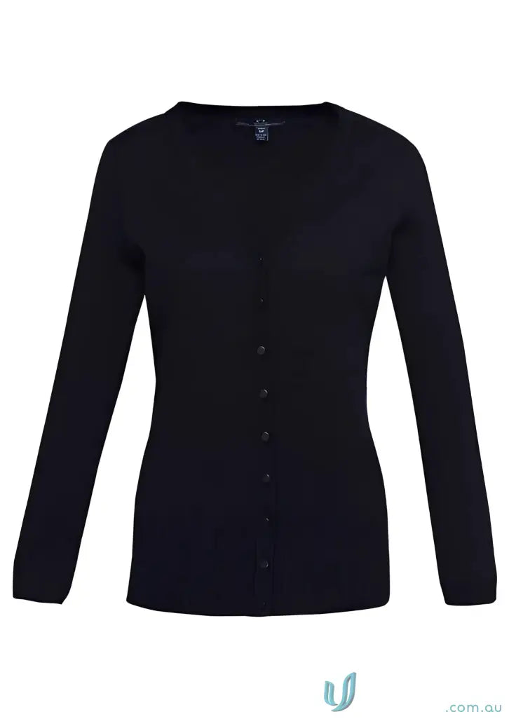 Black button-down Milano knit cardigan from YR Ladies collection ladies Milano Biz collection ladies