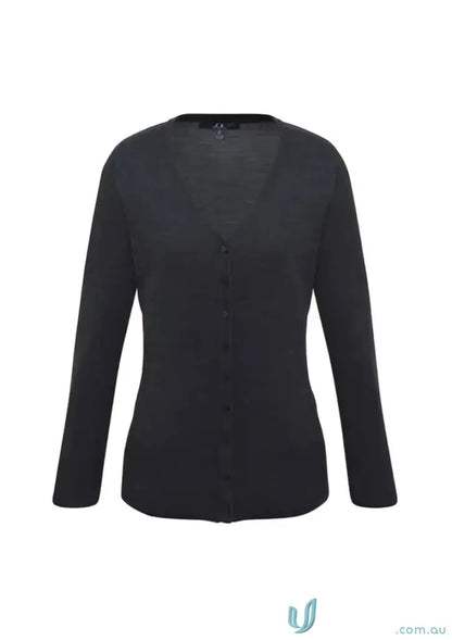 Charcoal-colored Milano Knit Cardigan from Biz Collection Ladies in the Ladies Milano collection