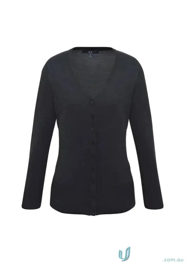 Charcoal-colored Milano Knit Cardigan from Biz Collection Ladies in the Ladies Milano collection