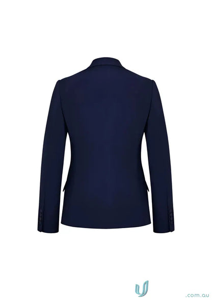 Navy blue Siena Mid Length jacket with flattering silhouette and tapered waist