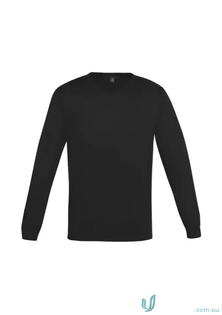 Black long-sleeved milano knit jumper from YR Mens Biz Collection Milano with merino wool