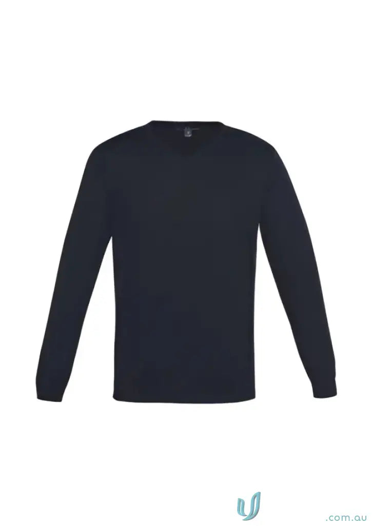 Navy blue Milano knit jumper from YR Mens EMB Biz Collection Milano in Merino Wool