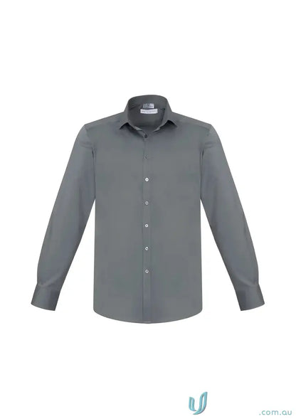 Gray YR Mens LS Shirt with modern narrow collar from Biz Collection Monaco