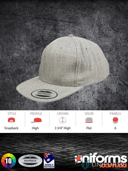 Gray snapback cap from Yupoong Classic Flat Peak Cap for uniforms and workwear style
