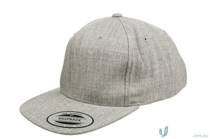 Gray snapback baseball cap Yupoong classic flat peak cap perfect for uniforms or workwear