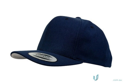 Navy blue Yupoong Classic Snapback Cap perfect for uniforms and workwear style