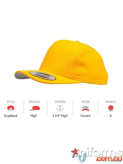 Yellow snapback baseball cap from Yupoong Classic Snapback Cap for stylish uniforms and workwear