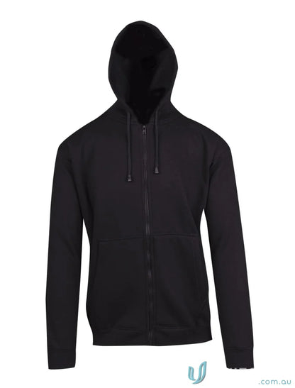 Black zip hoodie with pocket, perfect for casual wear or workwear uniforms