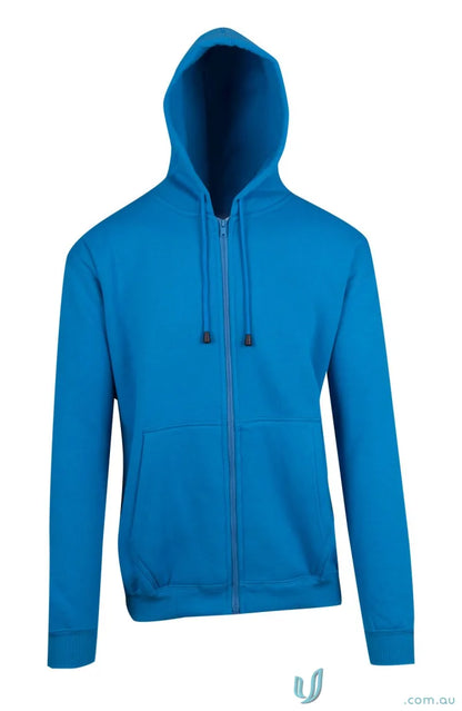 Blue zip hoodie with pockets, perfect for uniforms or casual workwear use