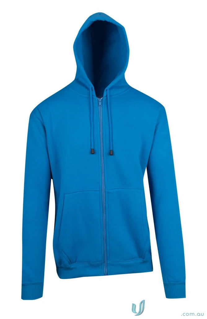 Blue zip hoodie with pockets, perfect for uniforms or casual workwear use