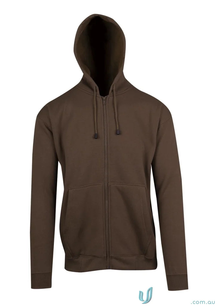 Brown zip hoodie with pocket, perfect for casual wear or workwear uniforms