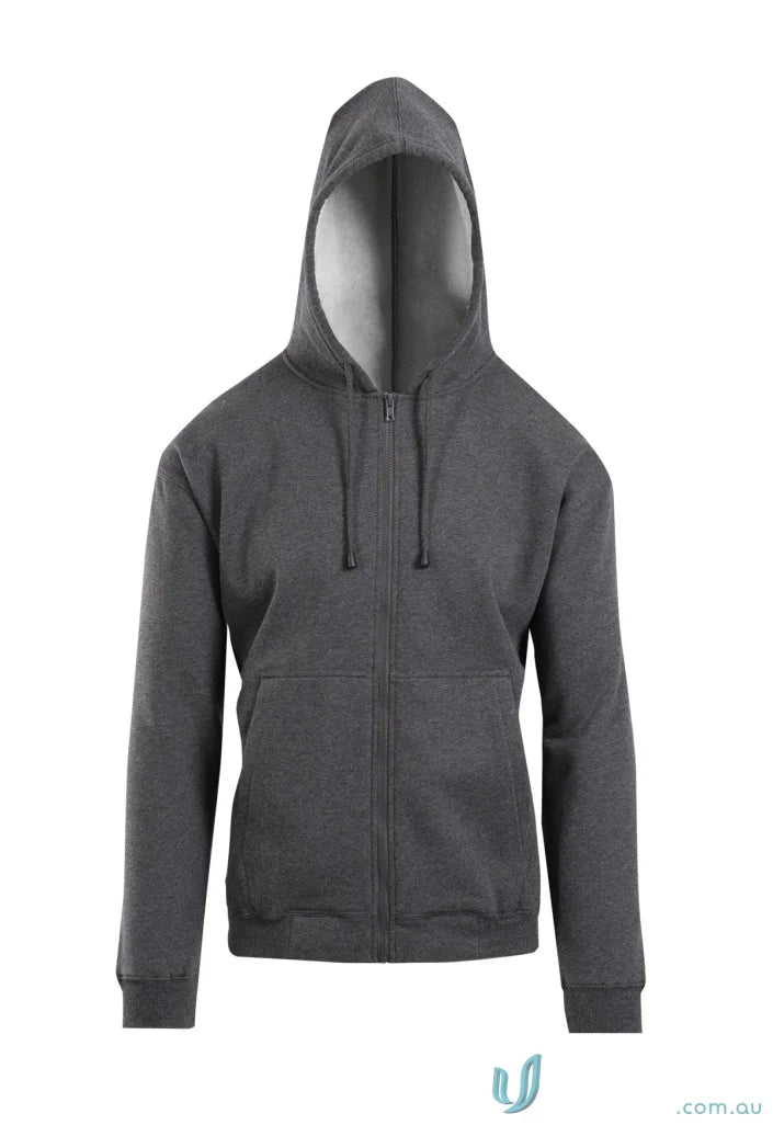 Gray zip hoodie with pocket, perfect for uniforms and workwear comfort