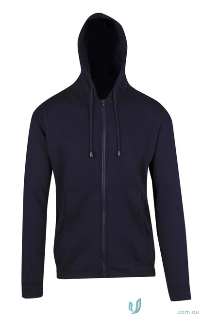 Navy blue zip hoodie perfect for uniforms and workwear, featuring a convenient pocket