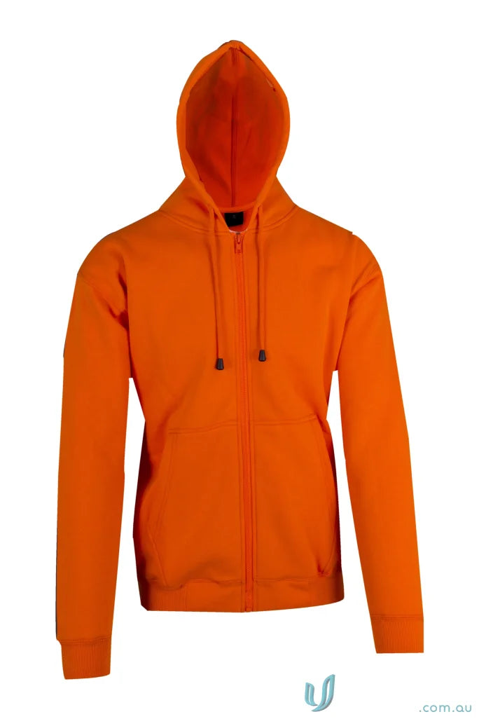 Orange zip hoodie with pocket, perfect for workwear and uniforms in casual styles