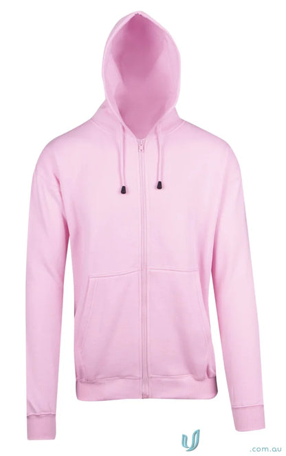 Pink zip hoodie with pocket, perfect for casual uniforms and workwear comfort