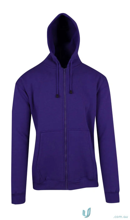 Purple zip-up hoodie ideal for workwear or casual uniforms, stylish and comfy