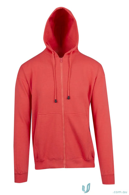 Red zip hoodie with pocket perfect for workwear or casual uniforms