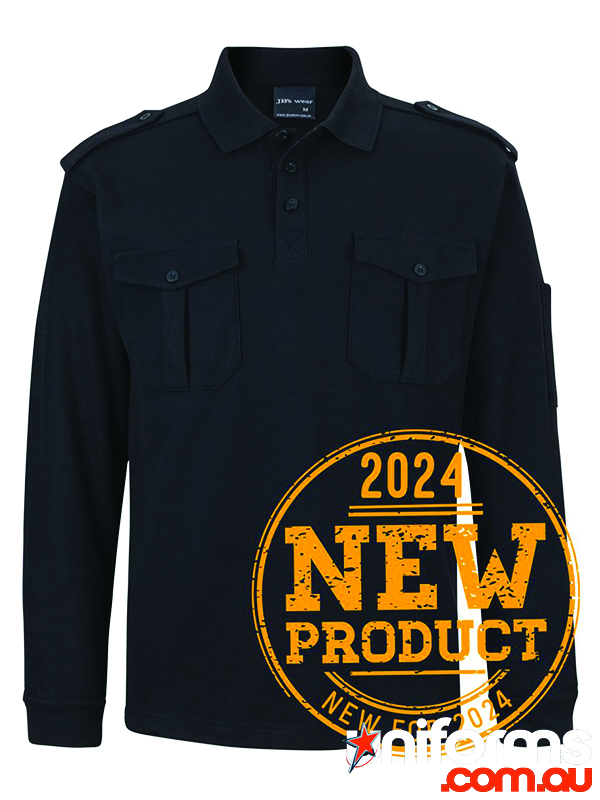 210EL_B_jpg_a__1710913614_65.jpg Showcasing the JB’s Epaulette Long Sleeve Polo Code 210EL in Black.