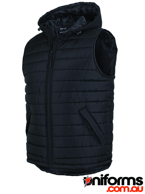 3AHV_BLACK1__1715649327_64.jpg Showcasing the JB'S Adults Hooded Puffer Vest 3AHV.