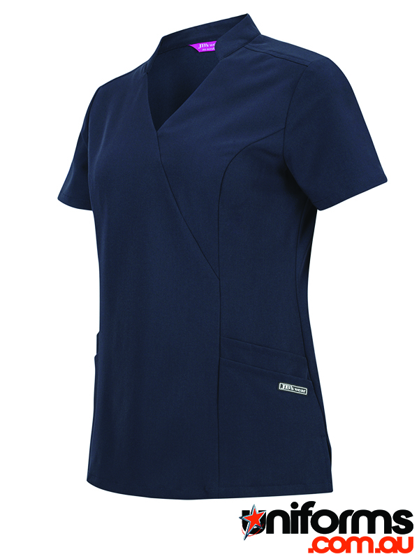 4SMT1_NAVY1__1716100109_144.jpg JB'S Ladies Nu Mandarin Collar Scrub Top 4SMT1 in Navy