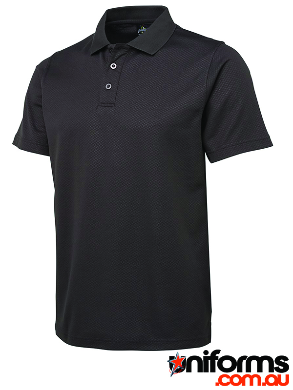 7CYPUX_GM1__1714709140_857.jpg Showcasing the JB's Podium Cotton Back Yardage Polo 7CYP in Gunmetal colour.