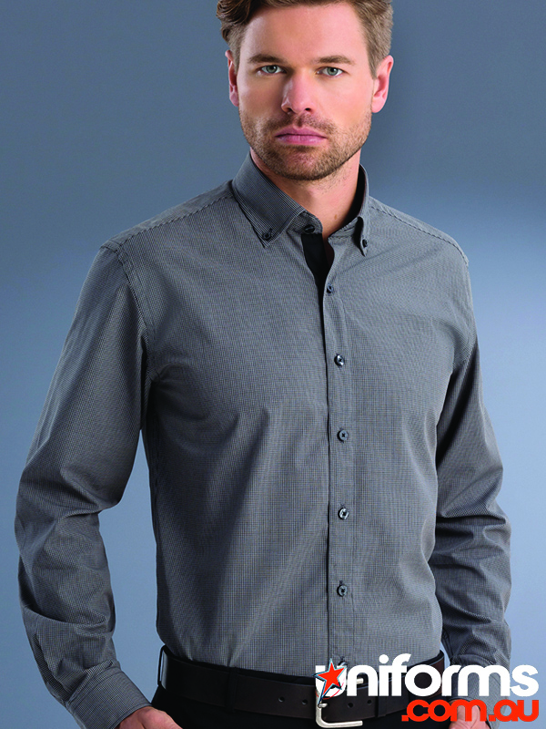 874_Charcoal1__1701739509_547.jpg 874-JK Keval Slim Fit Long Sleeve Small Check Shirt - Ideal for Professional and Casual Settings