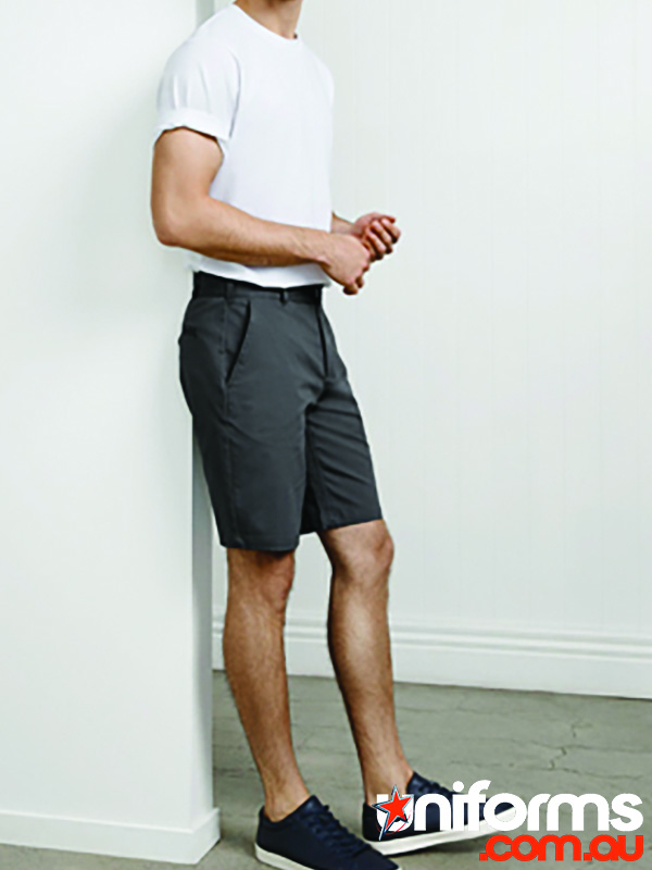 Biz Collection Lawson Mens Stretch Chino Short (BS021M). Grey shorts that provide a sleek look for any casual occasion.