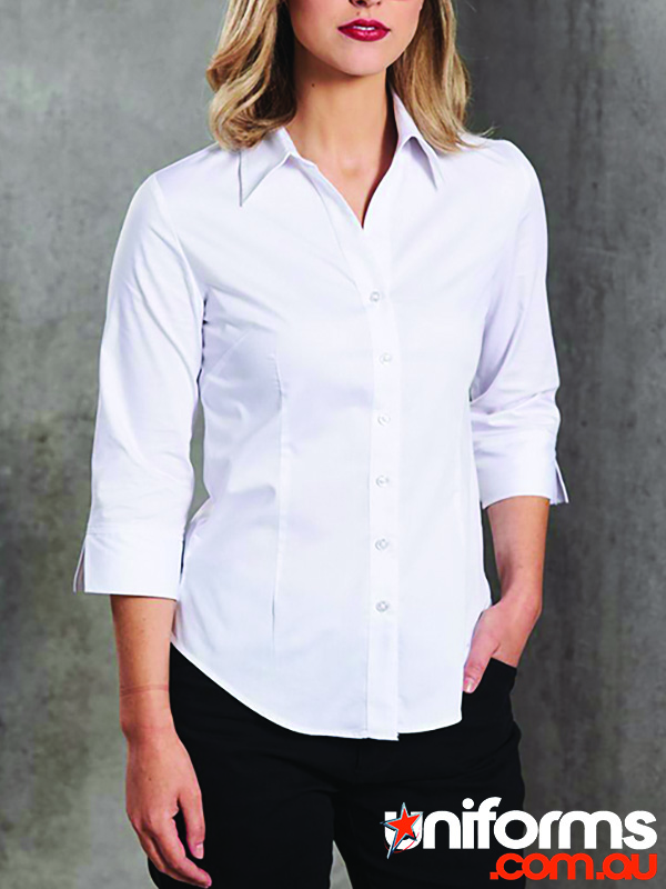 Winning Spirit Ladies Fine Twill 3qtr Shirt (M8030Q) - Designed for a flattering fit and professional appearance.