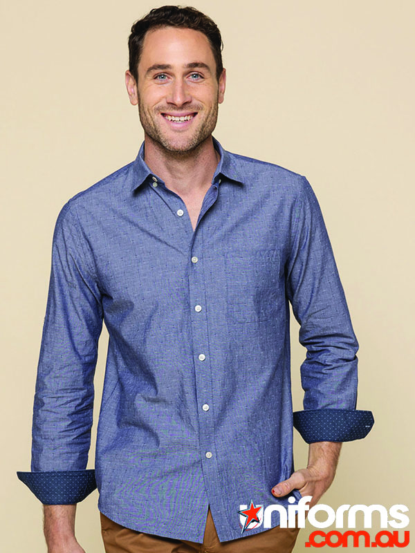 Hardware Chambray Dobby LS Shirt in Slate - A stylish and versatile shirt perfect for both casual and formal occasions.