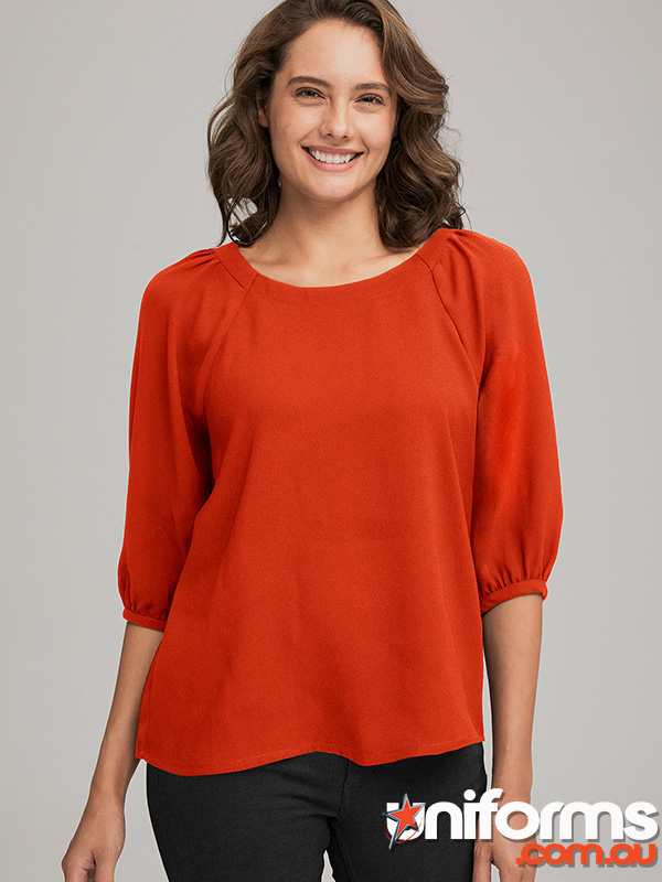 City Collection Marilyn 3qrt Sleeve Top (2271) - Healthcare Corporate Uniforms. Elegant black option for a sleek professional appearance.